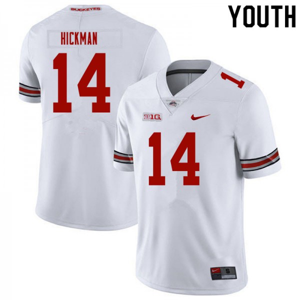 Ohio State Buckeyes #14 Ronnie Hickman Youth Stitched Jersey White OSU2669